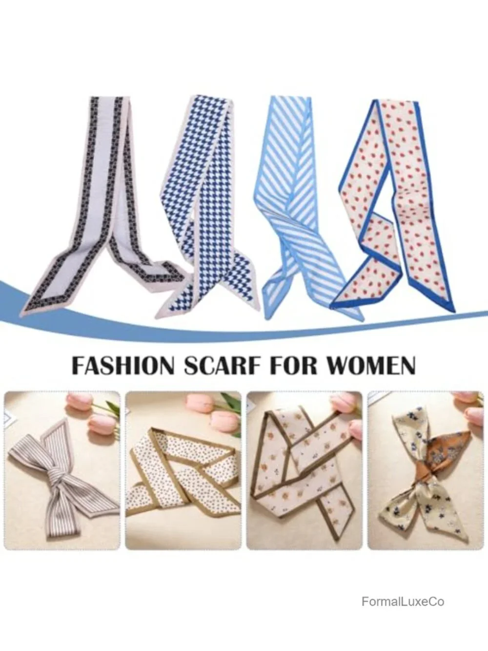 54 Pcs Silk Scarves, Satin Neck Scarves, Multifunctional Head Scarf Set,